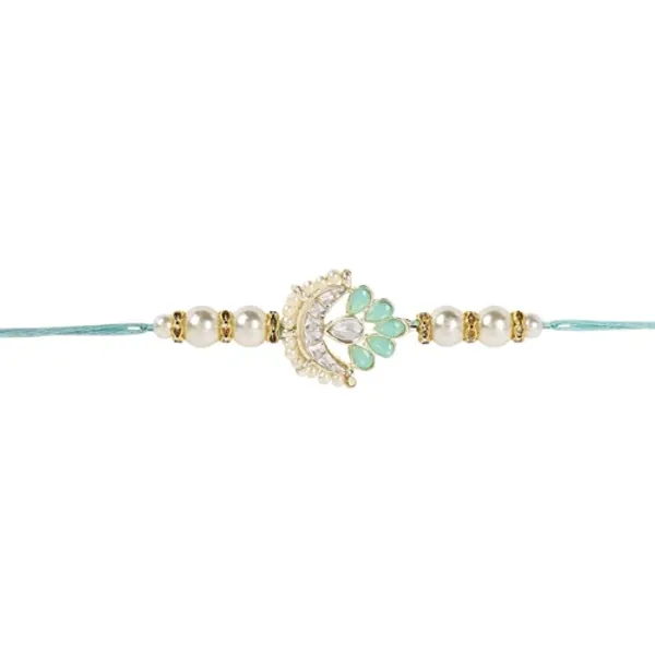 Delicate_Pearl_Beads_Mint_Rakhi_with_Roli_Chawal_&_Rakshabandhan_Card