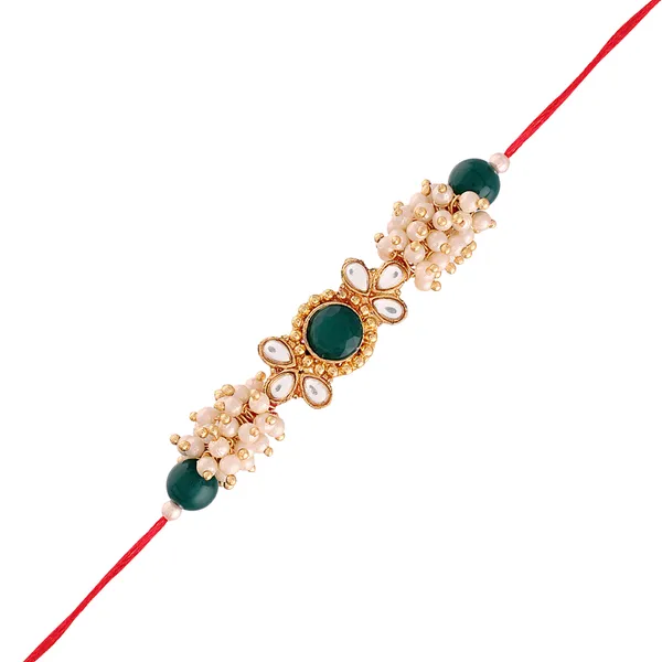 Green_And_White_Thread_Beaded_Rakhi_For_Raksha_Bandhan_For_Brother
