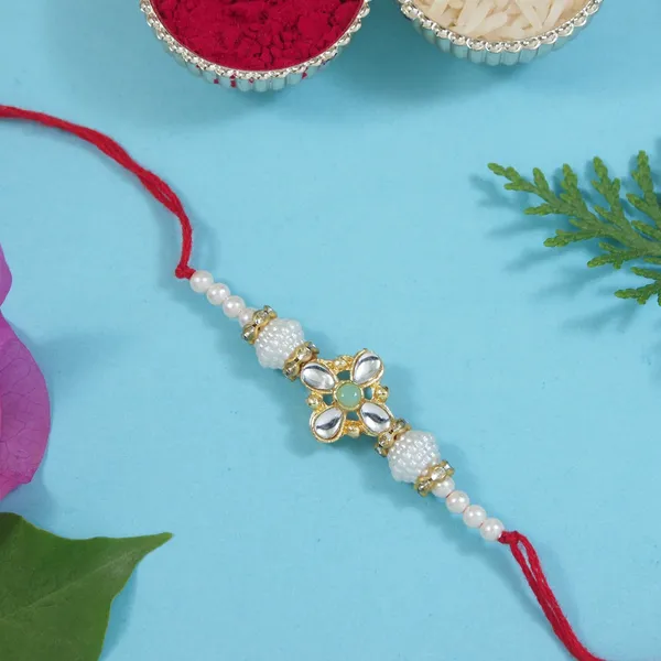 Gold_Plated_Ethnic_Designer_Pearl_Kundan_Rakhi_Bracelet_for_Brother/Men
