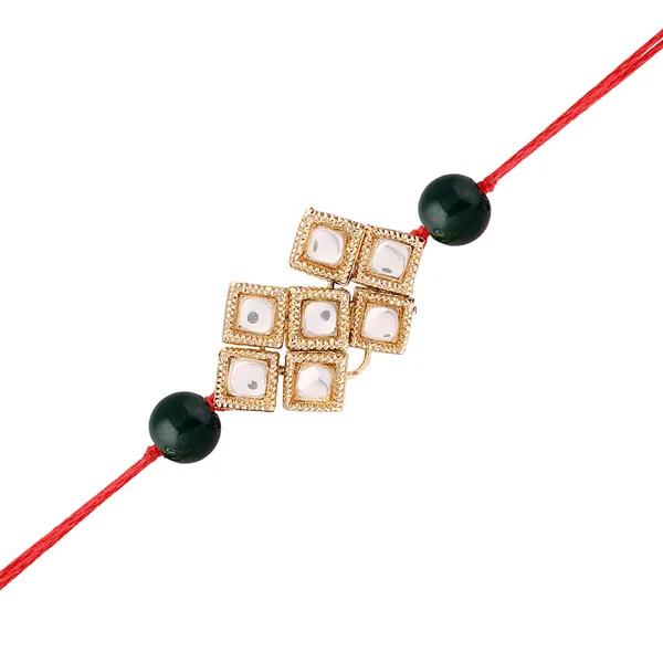 Gold_Plated_Ethnic_Designer_Kundan_Beads_Rakhi_for_Brother/Men