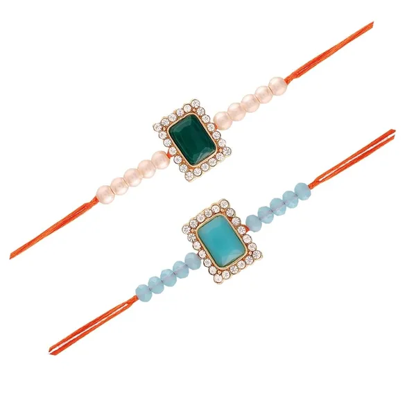 18k_Gold_Plated_Stone_Pearl_Beaded_Combo_Rakhi_with_roli_chawal_for_Brother/_Bhaiya_(Pack_of_2)