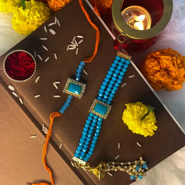 Blue_Thread_Beaded_Rakhi_For_Raksha_Bandhan_For_Bhaiya_And_Bhabhi