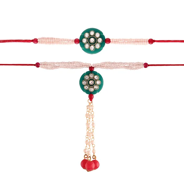 Red_And_Green_Thread_Beaded_Rakhi_For_Raksha_Bandhan_For_Brother