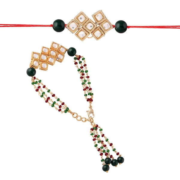 Kundan_Bhaiya_Bhabhi_Lumba_Pearl_Rakhi_With_Roli_Chawal