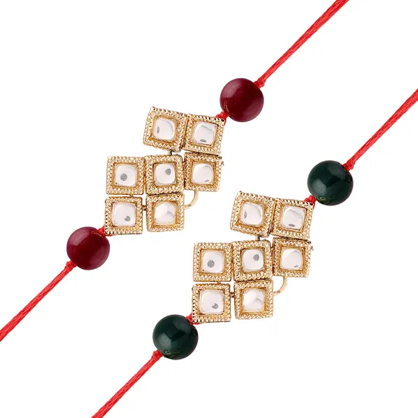 Gold_Plated_Pearl_Kundan_Combo_Rakhi_for_Men/Brother_(Pack_Of_2)