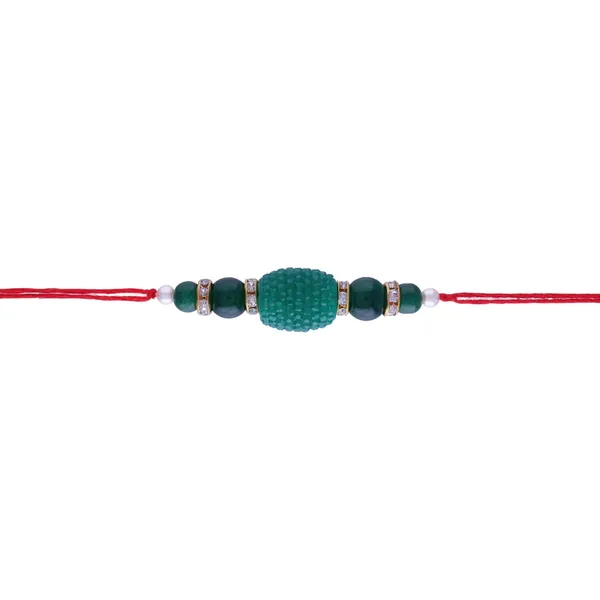 Green_And_Red_Thread_Beaded_Rakhi_For_Raksha_Bandhan_For_Brother