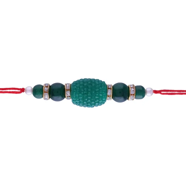 Green_And_Red_Thread_Beaded_Rakhi_For_Raksha_Bandhan_For_Brother