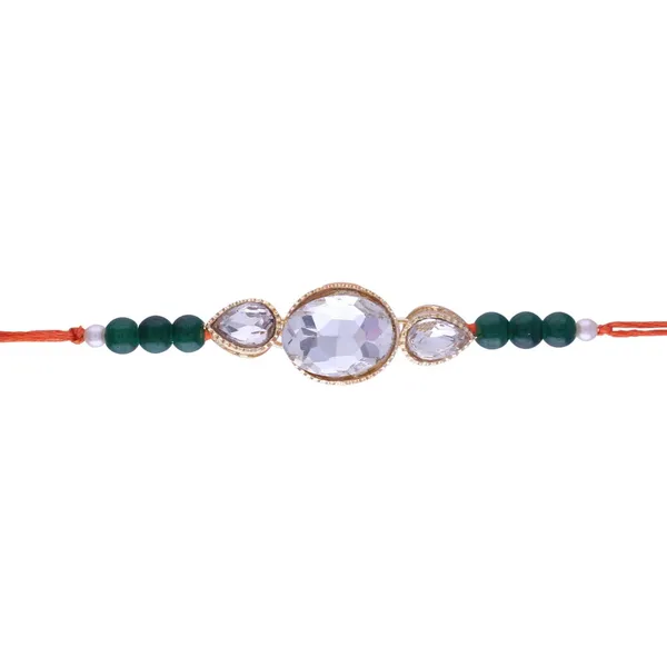 Green_And_White_Thread_Beaded_Rakhi_For_Raksha_Bandhan_For_Brother