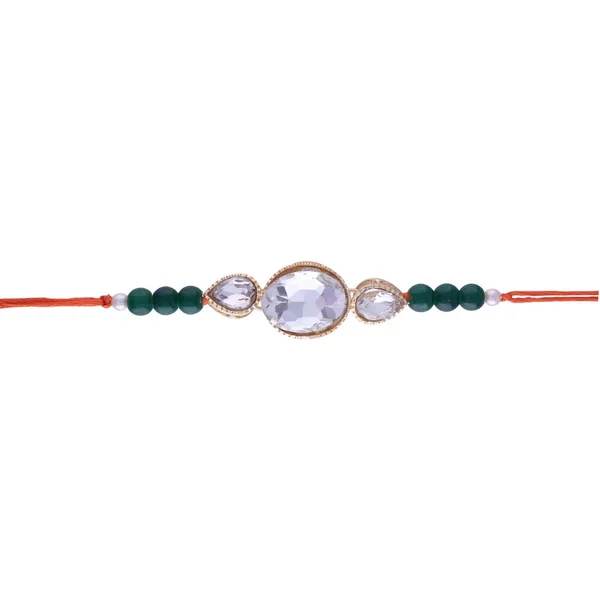 Green_And_White_Thread_Beaded_Rakhi_For_Raksha_Bandhan_For_Brother