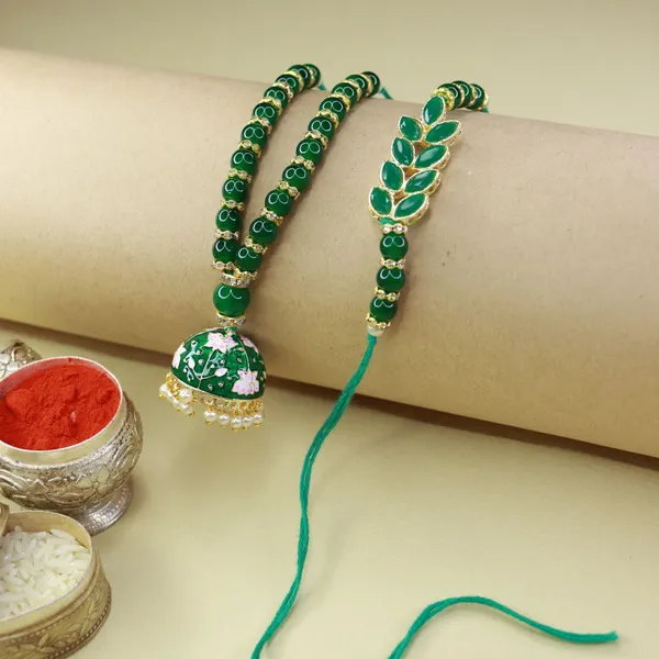 Green_Thread_Beaded_Rakhi_For_Raksha_Bandhan_For_Bhaiya_And_Bhabhi