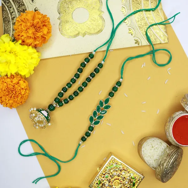 Green_Thread_Beaded_Rakhi_For_Raksha_Bandhan_For_Bhaiya_And_Bhabhi