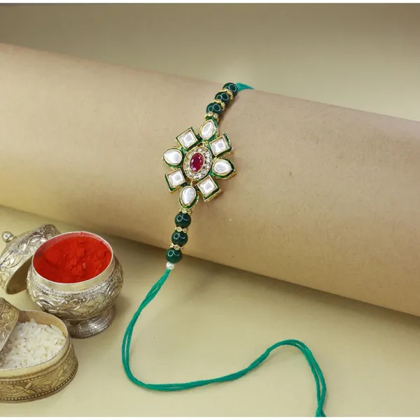 Green_Thread_Beaded_Rakhi_For_Raksha_Bandhan_For_Brother