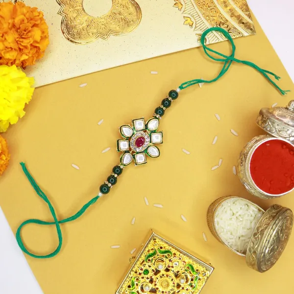 Green_Thread_Beaded_Rakhi_For_Raksha_Bandhan_For_Brother