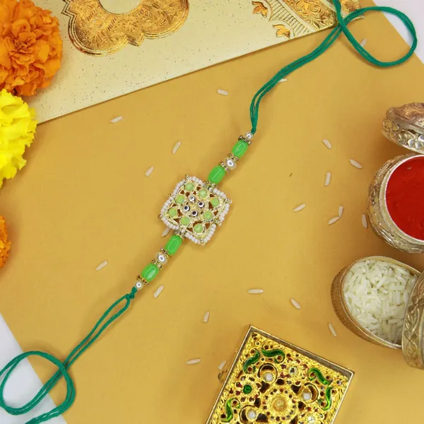 Mint_Thread_Beaded_Rakhi_For_Raksha_Bandhan_For_Brother