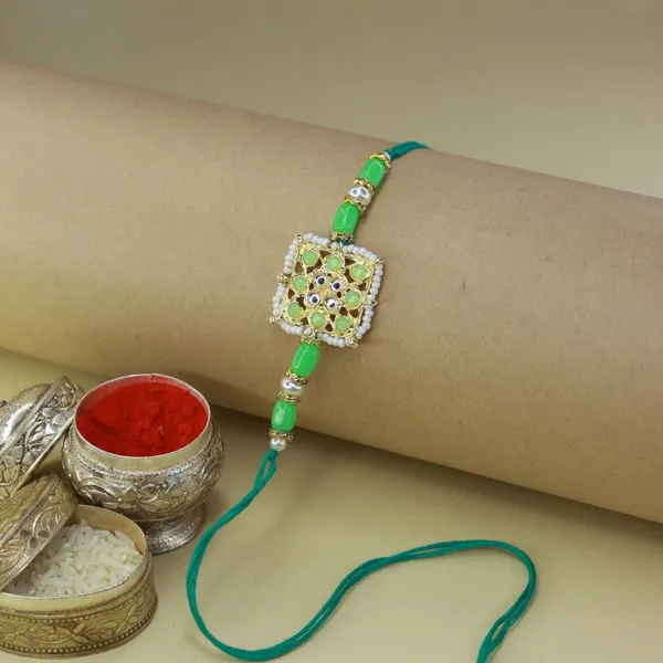 Mint_Thread_Beaded_Rakhi_For_Raksha_Bandhan_For_Brother