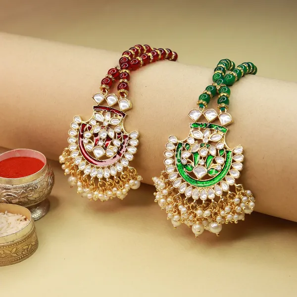 Gold_Plated_Designer_Lumba_Kundan_Pearl_Rakhi_For_Bhabhi