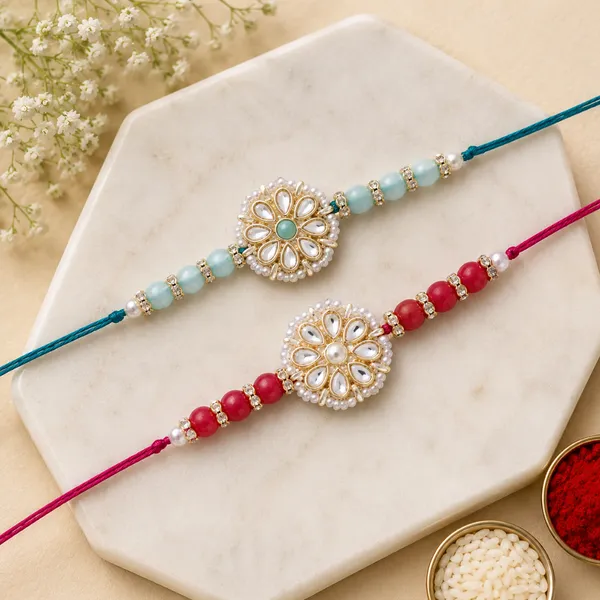 18k_Gold_Plated_Pearl_Combo_Rakhi_Bracelet_for_Men/Brother_(Pack_of_2)