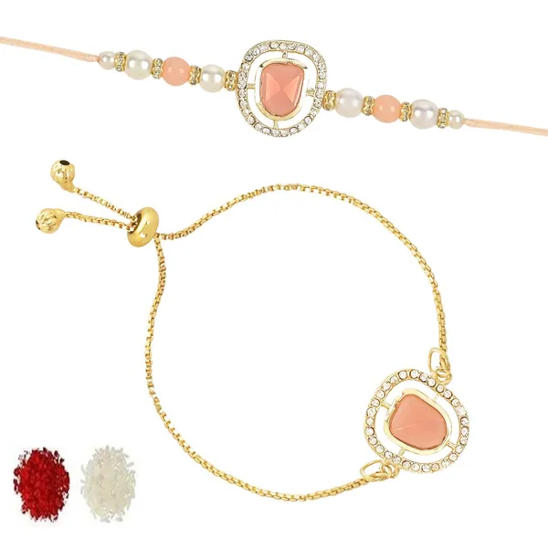 Peach_And_White_Thread_Beaded_Rakhi_For_Raksha_Bandhan_For_Brother_Pack_Of_2