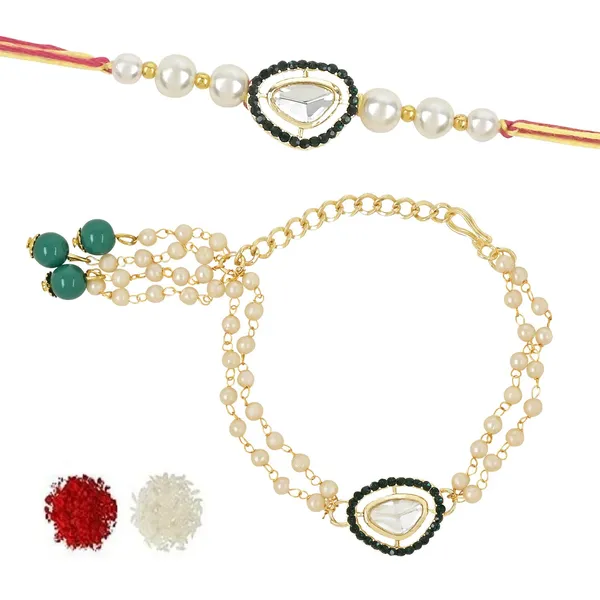Elegant_Bhaiya_Bhabhi_Lumba_&_Pearl_Rakhi_With_Roli_Chawal_&_Card