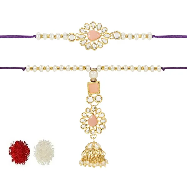 Elegant_Bhaiya_Bhabhi_Lumba_&_Pearl_Rakhi_With_Roli_Chawal_&_Card