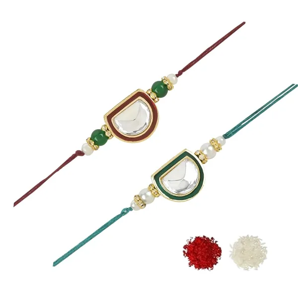 Green_And_Red_Thread_Beaded_Rakhi_For_Raksha_Bandhan_For_Brother