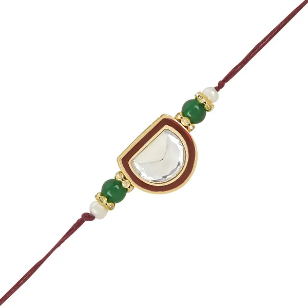 Green_And_Red_Thread_Beaded_Rakhi_For_Raksha_Bandhan_For_Brother