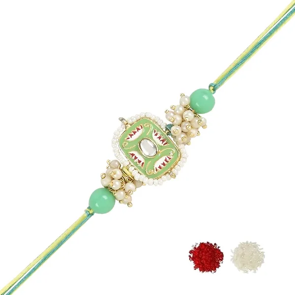 Mesmerizing_Kundan_And_Meena_Rakhi_With_Roli_Chawal_&_Card