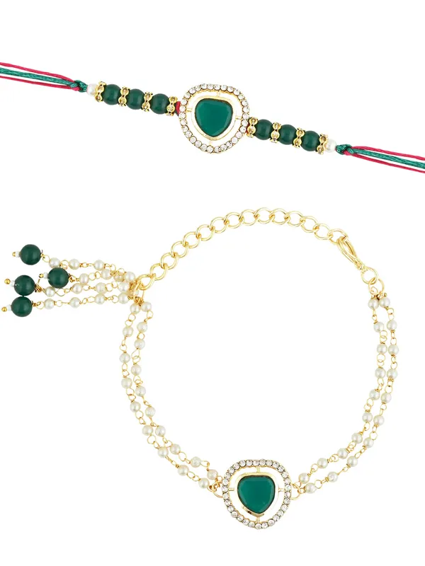 Elegant_Bhaiya_Bhabhi_Lumba_&_Pearl_Rakhi_With_Roli_Chawal_&_Card