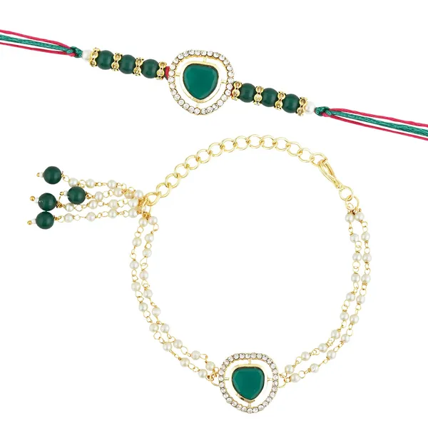 Elegant_Bhaiya_Bhabhi_Lumba_&_Pearl_Rakhi_With_Roli_Chawal_&_Card
