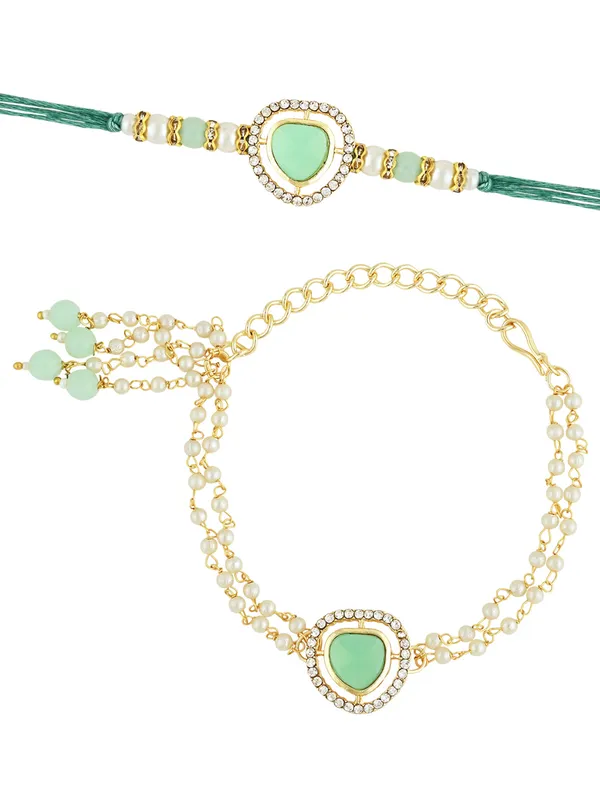 Elegant_Bhaiya_Bhabhi_Lumba_&_Pearl_Rakhi_With_Roli_Chawal_&_Card