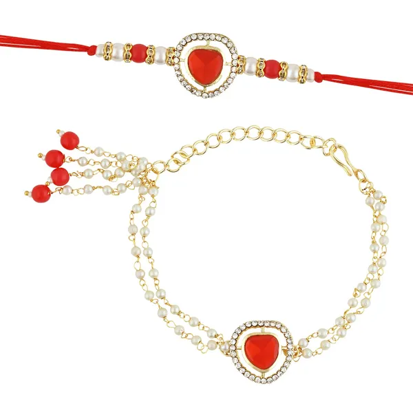 Elegant_Bhaiya_Bhabhi_Lumba_&_Pearl_Rakhi_With_Roli_Chawal_&_Card