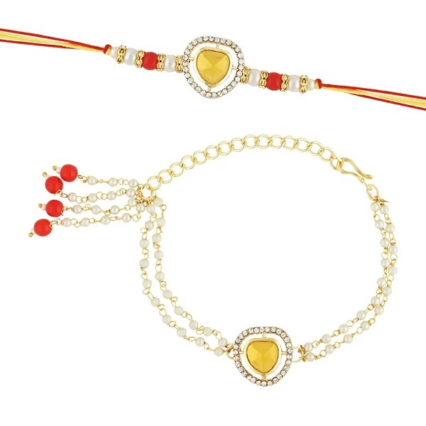 Elegant_Bhaiya_Bhabhi_Lumba_&_Pearl_Rakhi_With_Roli_Chawal_&_Card