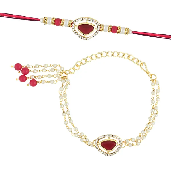Red_And_White_Thread_Beaded_Rakhi_For_Raksha_Bandhan_For_Bhabhi