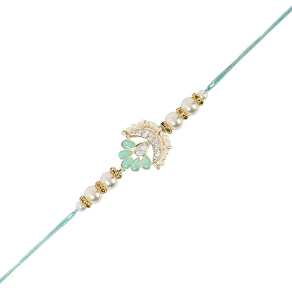 Elegant_Bhaiya_Bhabhi_Lumba_Pearl_Mint_Rakhi_With_Roli_Chawal_&Card
