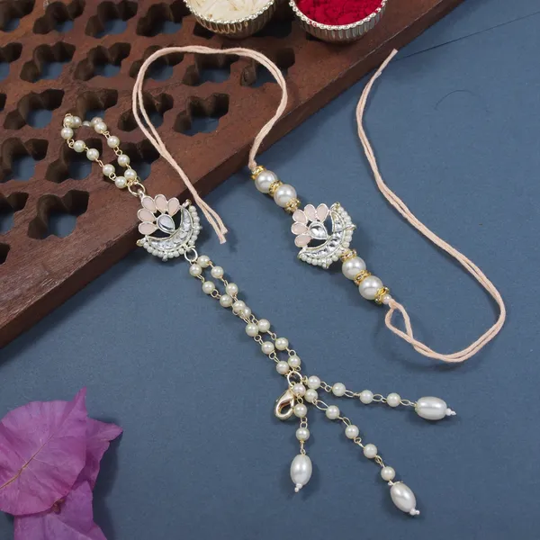Elegant_Bhaiya_Bhabhi_Lumba_Pearl_Peach_Rakhi_With_Roli_Chawal_&Card