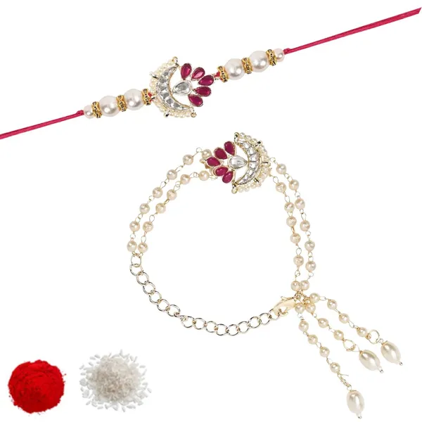 Pink_And_White_Thread_Beaded_Rakhi_For_Raksha_Bandhan_For_Bhaiya_And_Bhabhi