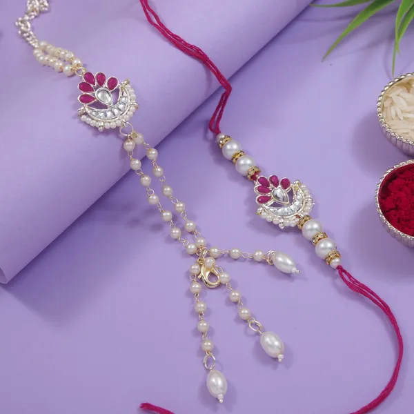 Pink_And_White_Thread_Beaded_Rakhi_For_Raksha_Bandhan_For_Bhaiya_And_Bhabhi