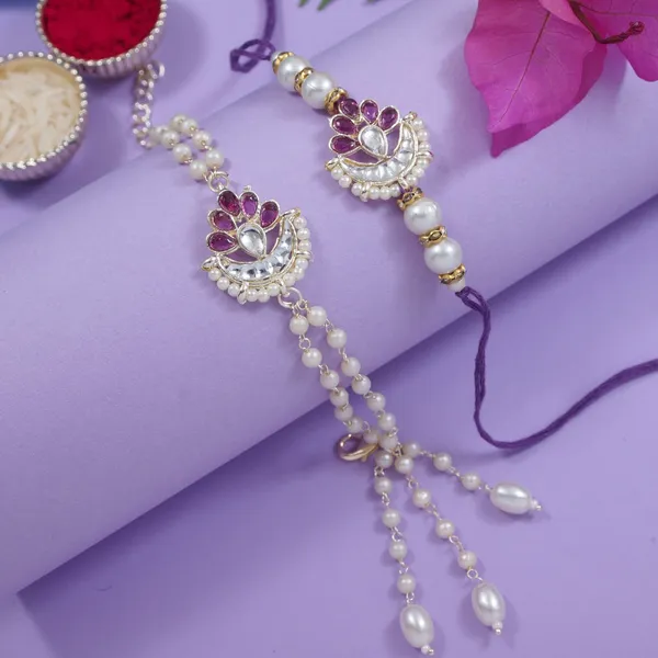 Elegant_Bhaiya_Bhabhi_Lumba_Pearl_Wine_&_Rakhi_With_Roli_Chawal_&Card