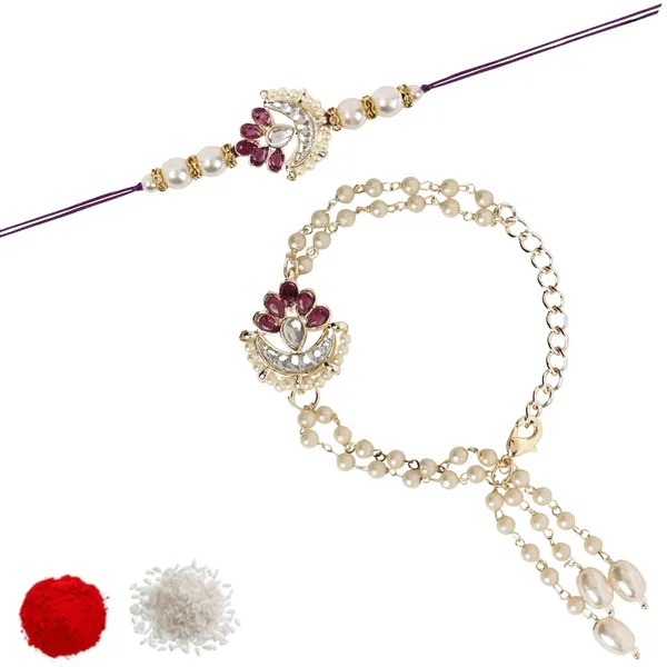 Elegant_Bhaiya_Bhabhi_Lumba_Pearl_Wine_&_Rakhi_With_Roli_Chawal_&Card