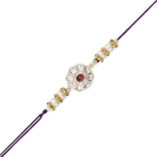 Elegant_Bhaiya_Bhabhi_Wine_Lumba_Pearl_Rakhi_With_Roli_Chawal_&Card