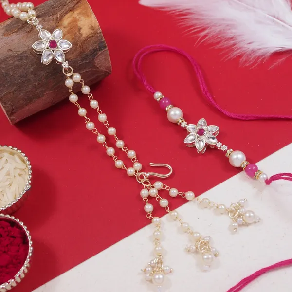White_And_Pink_Thread_Beaded_Rakhi_For_Raksha_Bandhan_For_Bhaiya_And_Bhabhi