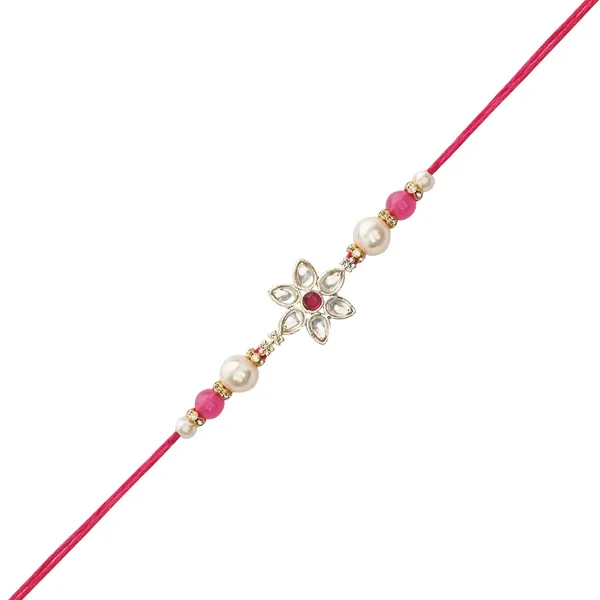 White_And_Pink_Thread_Beaded_Rakhi_For_Raksha_Bandhan_For_Bhaiya_And_Bhabhi