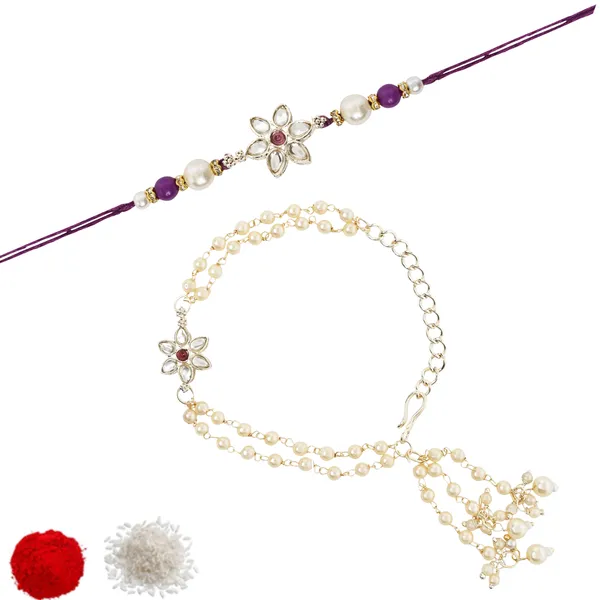 Purple_And_White_Thread_Beaded_Rakhi_For_Raksha_Bandhan_For_Bhaiya_And_Bhabhi