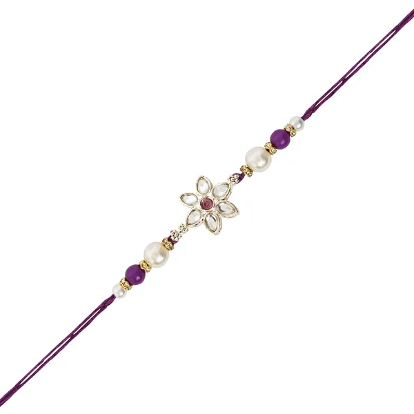 Purple_And_White_Thread_Beaded_Rakhi_For_Raksha_Bandhan_For_Bhaiya_And_Bhabhi
