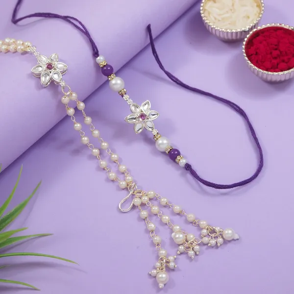Purple_And_White_Thread_Beaded_Rakhi_For_Raksha_Bandhan_For_Bhaiya_And_Bhabhi