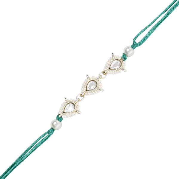 Green_And_White_Thread_Beaded_Rakhi_For_Raksha_Bandhan_For_Bhaiya_And_Bhabhi