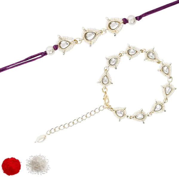 White_Thread_Beaded_Rakhi_For_Raksha_Bandhan_For_Bhaiya_And_Bhabhi