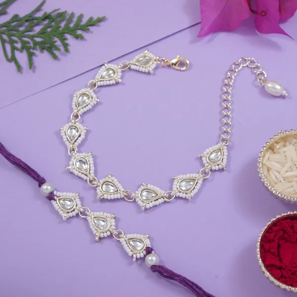 White_Thread_Beaded_Rakhi_For_Raksha_Bandhan_For_Bhaiya_And_Bhabhi