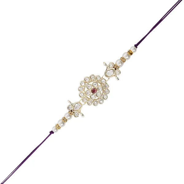 Purple_And_White_Thread_Beaded_Rakhi_For_Raksha_Bandhan_For_Brother