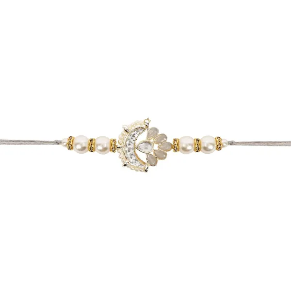 Delicate_Pearl_Beads_Grey_Rakhi_with_Roli_Chawal_&_Rakshabandhan_Card